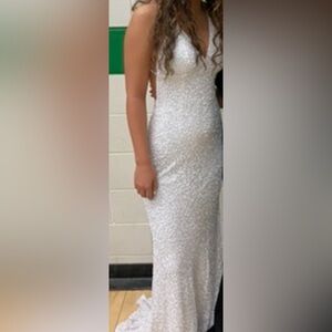 Chic White Sequin Formal Dress